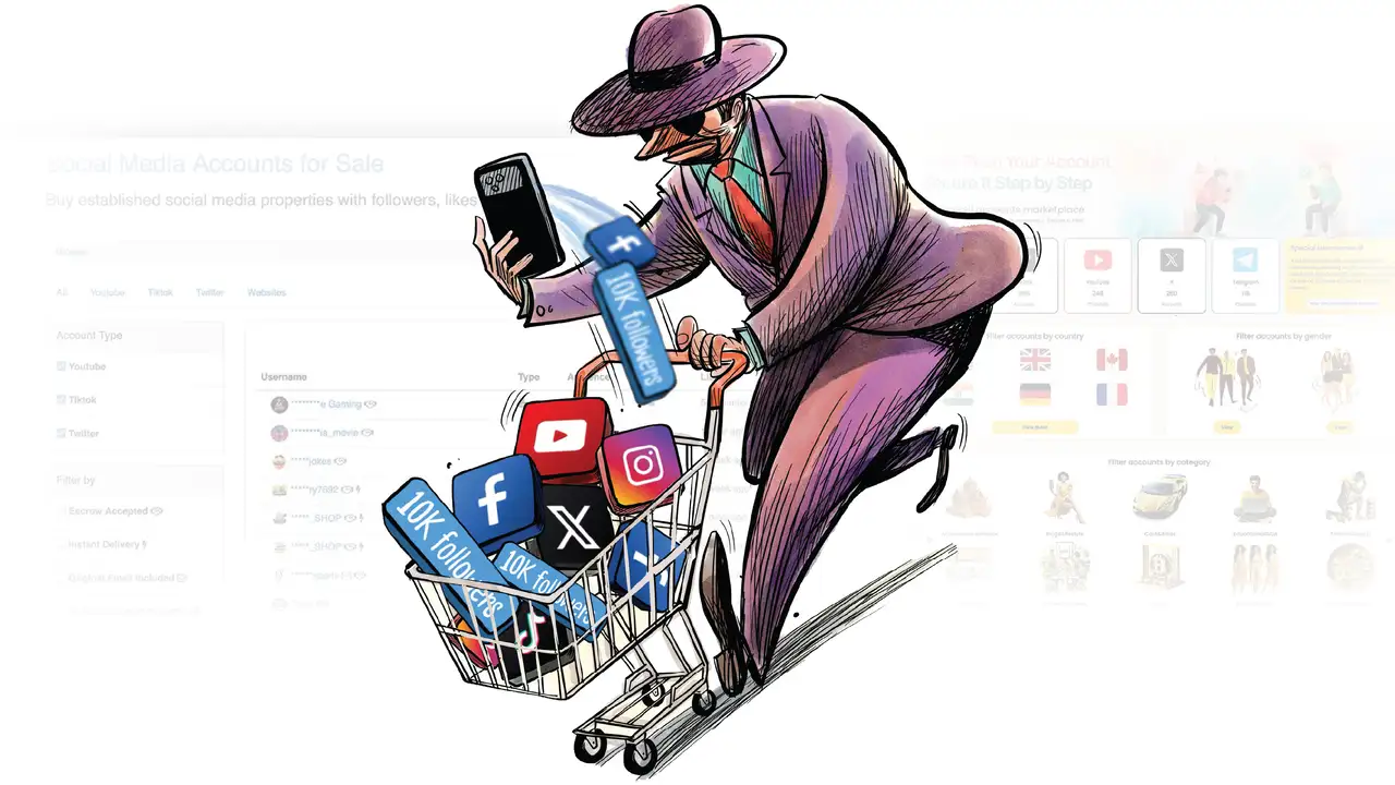 Is it okay to buy and sell social media accounts built by someone else?